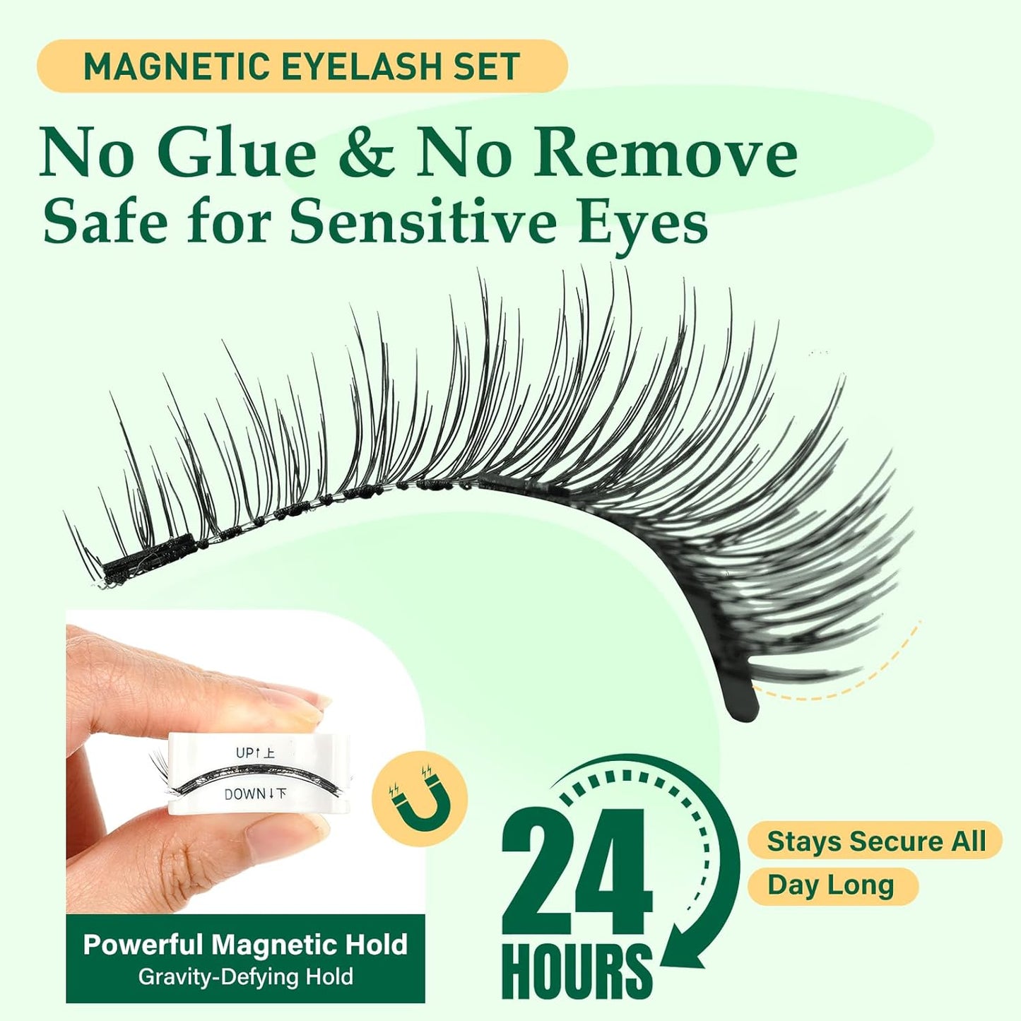 KEYYOU Reusable Magnetic Eyelashes 2 Pair with Applicator No Glue Needed 3D Natural Magnetic Lashes, Easy to Apply & Long Lasting for Daily Use & Events(A01+A02)