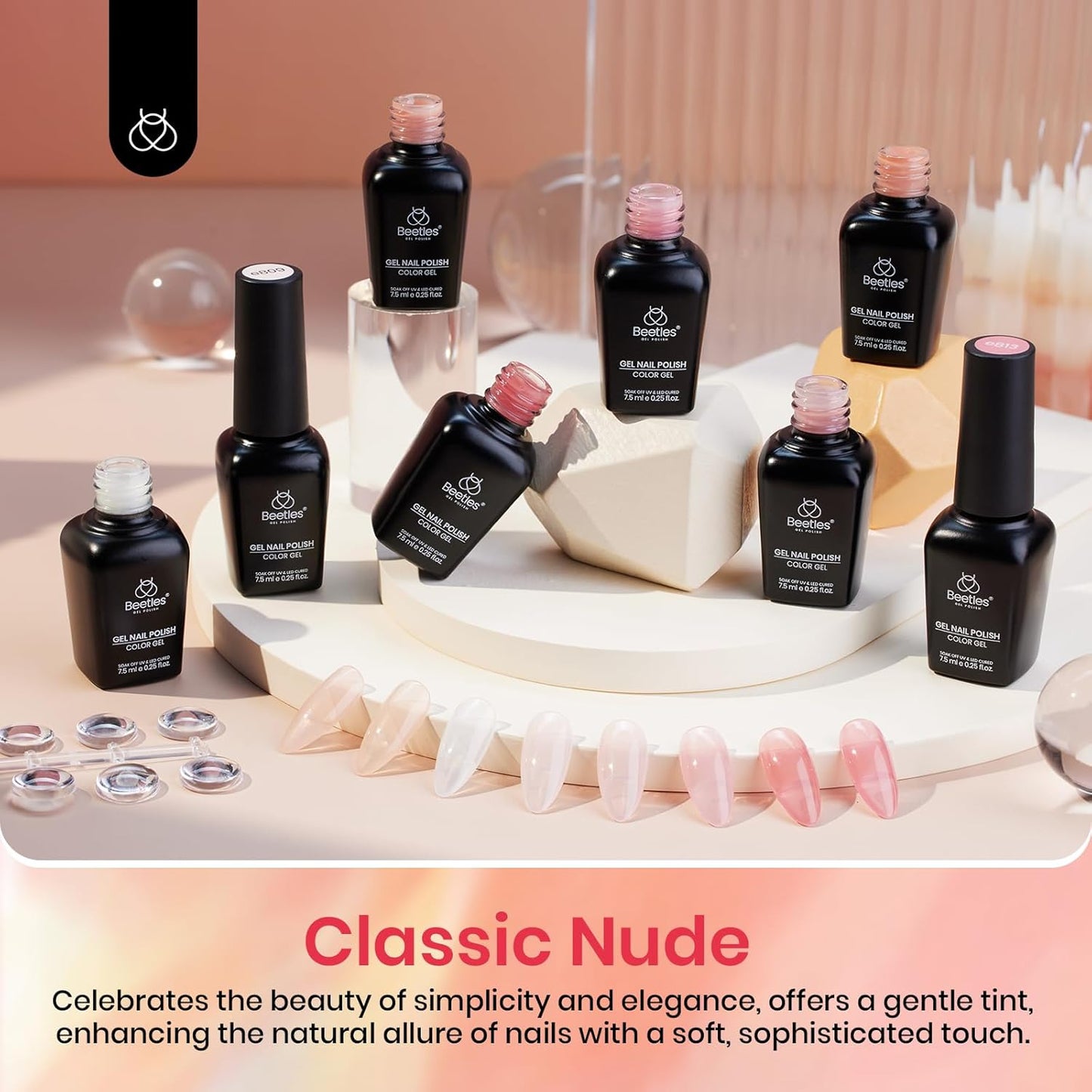 Beetles Jelly Gel Nail Polish Set, 8 Colors Nude Pink Neutral Sheer Milky White Gel Polish Kit Translucent Effect Spring Summer French Nail Art Nail Concealer Soak Off UV Manicure Gift for Women