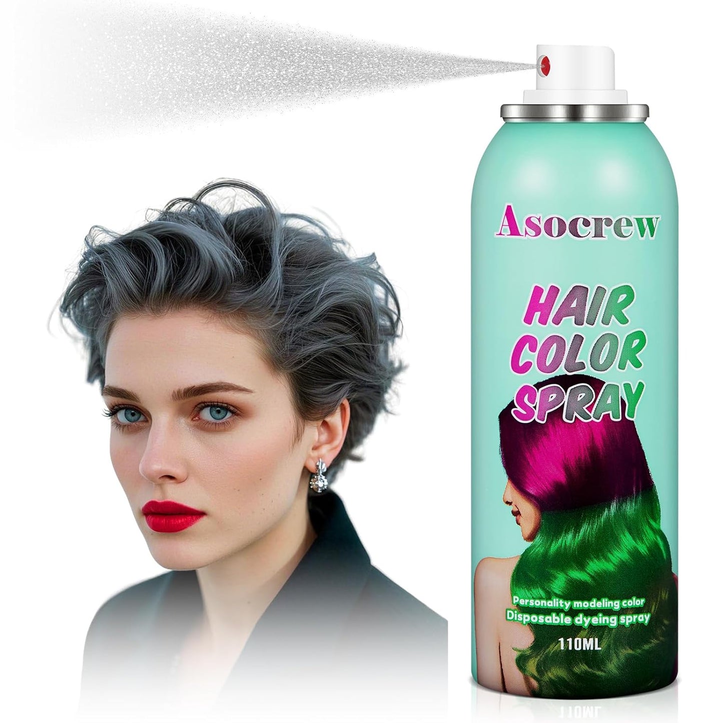 Gray Hair Spray,Hair Color Spray Dye,Grey Temporary Hair Color Spray for Kids Women Men,Sliver Gray Hair Color Spray Pomades,Washable Color Hair Spray for Party,Halloween,Cosplay(Gray)