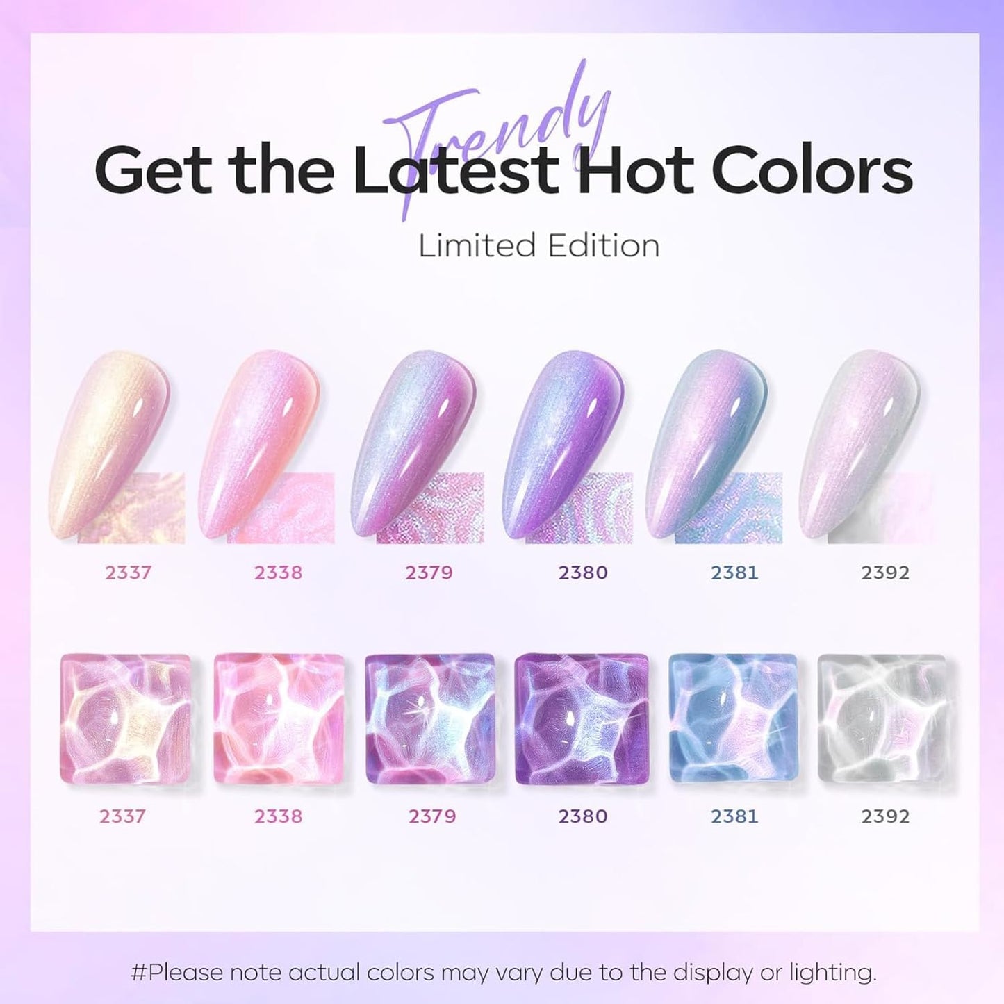 modelones Gel Nail Polish, 6 Colors Shimmer Pearl White Pink Purple Mermaid Nail Drawing Glitter Gel Polish with Dotting Pen Soak Off Led Nail Polish Swirl Shell Thread Effect Manicure DIY Gift