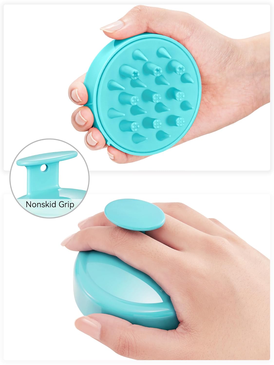 HEETA Hair Scalp Massager for Hair Growth, Shampoo Brush, Scalp Scrubber Exfoliator with Soft Silicone Bristles for Dandruff Removal to Relieve Stress, Wet Dry Use, Green