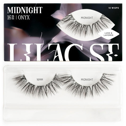 Lilac St - Midnight Dramatic Faux Eyelash Clusters (16mm) - Dark & Lush - DIY Lash Extension Wisps - Lightweight & Lifelike - Lasts 10 Days - Cruelty Free, Vegan, Women Founded - 10 Lashes