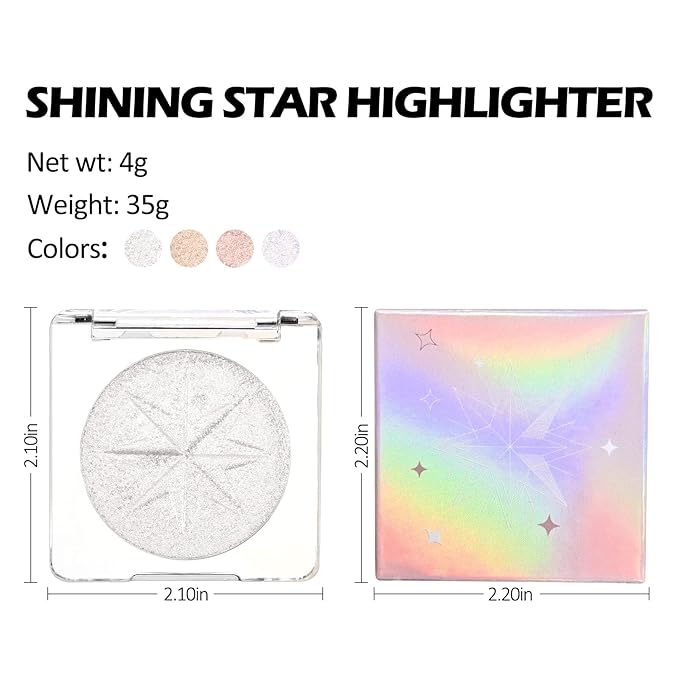 Erinde Pearl White Shimmer Glitter Highlighter Highlight Makeup Contour Powder, Silver Face Illuminator Highlighter, Highlighter Makeup iluminadores Illuminator for Face Body Cheek