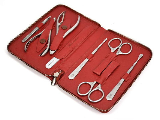 GERMANIKURE 8pc Manicure Set in Leather Case - FINOX Stainless steel tools handmade in Solingen Germany – Professional Nail and Cuticle Care