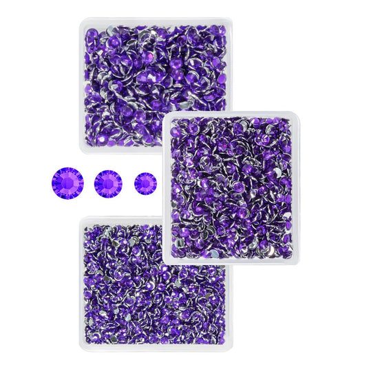 Dark Purple Crystal Resin Rhinestones for Crafting 3mm 4mm 5mm Deep Purple Flatback Stones Non-Hotfix Diamonds Crystals Gems Charms for Nails Face Eyes Makeup Body Tumblers Bottles DIY Crafts