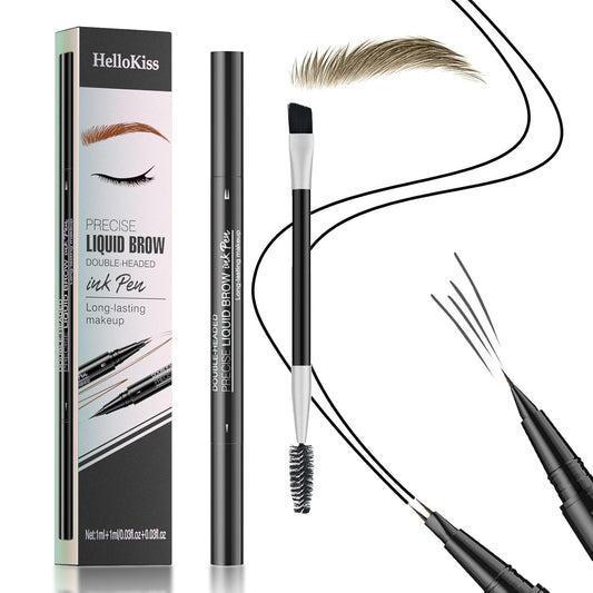 Eyebrow Pen, Microblading Eyebrow Pencil for Natural Hair-Like, Fast & Precise Faux Brow Pen with Double Brush Tip, Waterproof Long-Lasting, Filling Eyebrow Pencils for Women, Light Brown