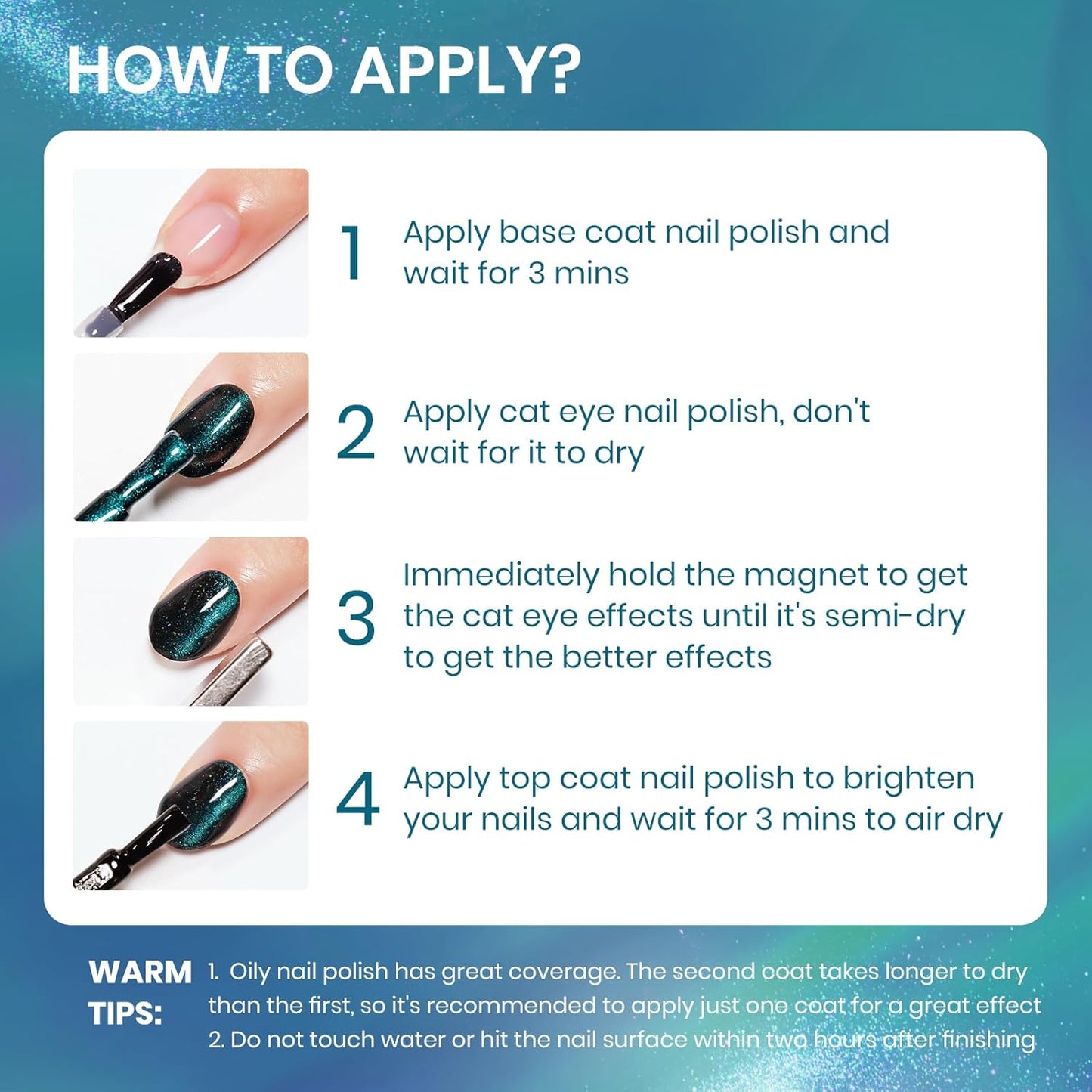 Quick Dry Cat Eye Nail Polish, Cateye Magnetic Nail Polish Non Gel Quick Dry Lacquer DIY Salon at Home Gift For Women Girls 16ml