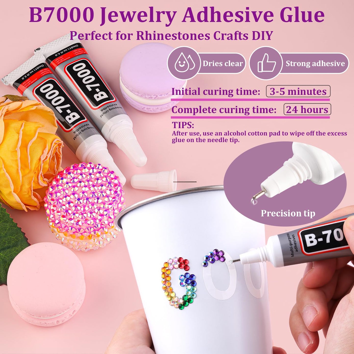 12600Pcs Resin Rhinestones for Crafting with Tweezers, Multicolor 4mm Bedazzling Crystal with 3Pcs 10ml B7000 Jewelry Glue for DIY Crafts Clothing Tumblers Shoes Fabric Nail Art