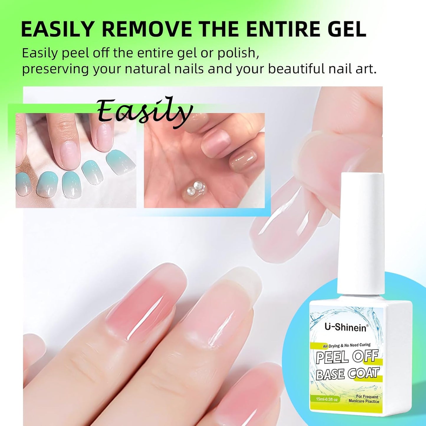 Peel Off Base Coat, 15ml Ready for Takeoff, Clear Peelabel Base Coat Gel for Gel Nail Polish Nail Practice Beginners UV/LED need