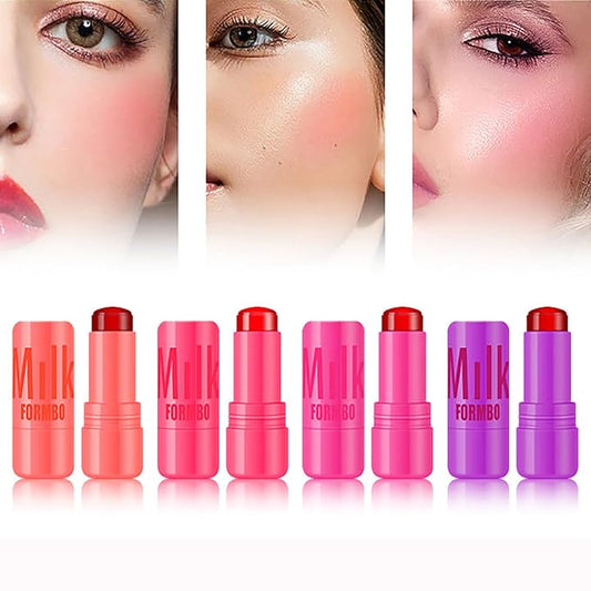 Cooling Water Jelly Tint Blush Makeup Blush Stick 3-in-1 Lip and Cheek Tint Stain Jelly Blush Multi-use Clear Glossy Gel Blush,0.18 Oz (Burst Poppy Pink, 0.18 Oz)