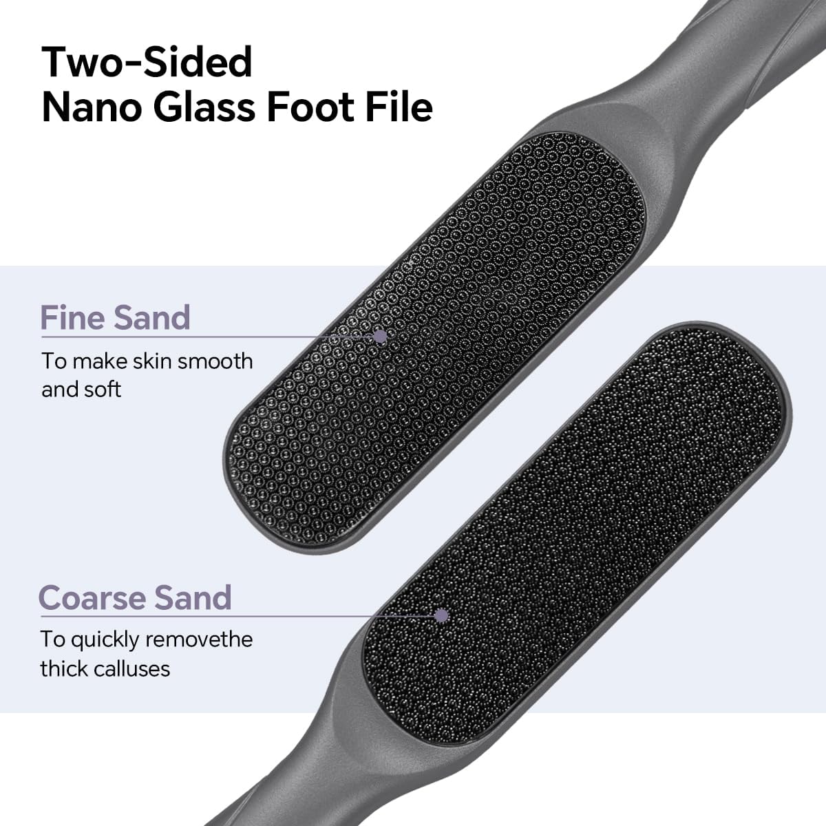 Nano Glass Foot File, Foot Callus Remover, Double Sided Pedicure Tools for Feet, Dual Use of Dry and Wet, Professional Hygienic Foot Scrubber to Achieve Smooth, Silky Feet Instantly (Gray)