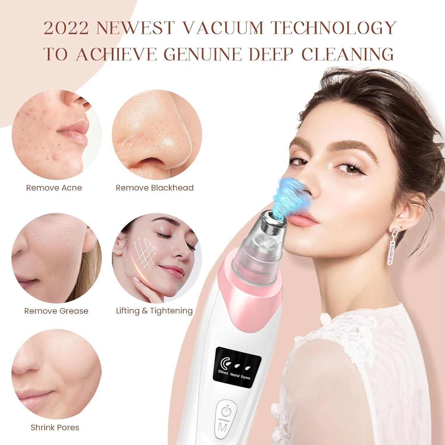 2025 Blackhead Remover Pore Vacuum,Facial Pore Cleaner-5 Suction Power,5 Probes,USB Rechargeable Blackhead Vacuum Kit Electric Acne Extractor Tool for Adult