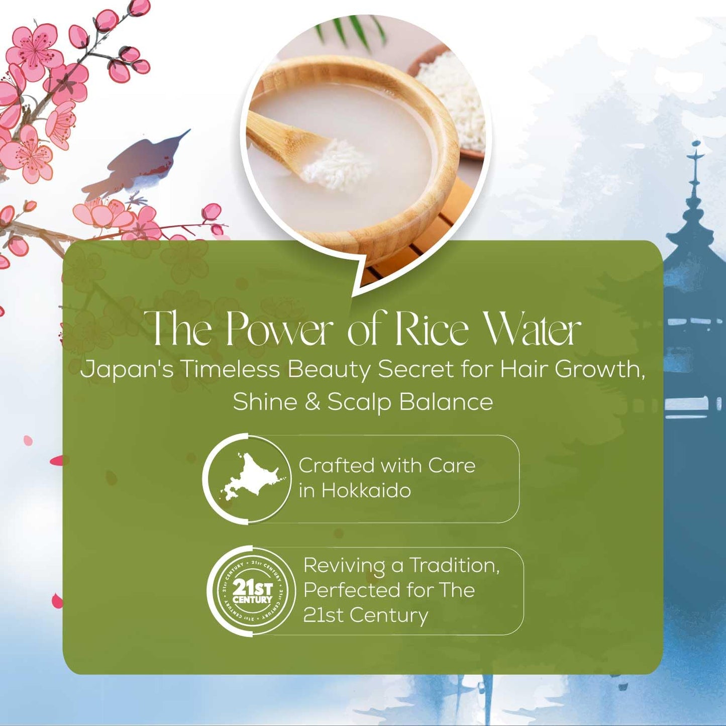 IIBESA Rice Water Shampoo Bar - Hair Growth & Thickening Improves Scalp Health - Japan Made Organic Ingredients - Solid Shampoo Bars For All Hair Types - Essential Oils - Eucalyptus