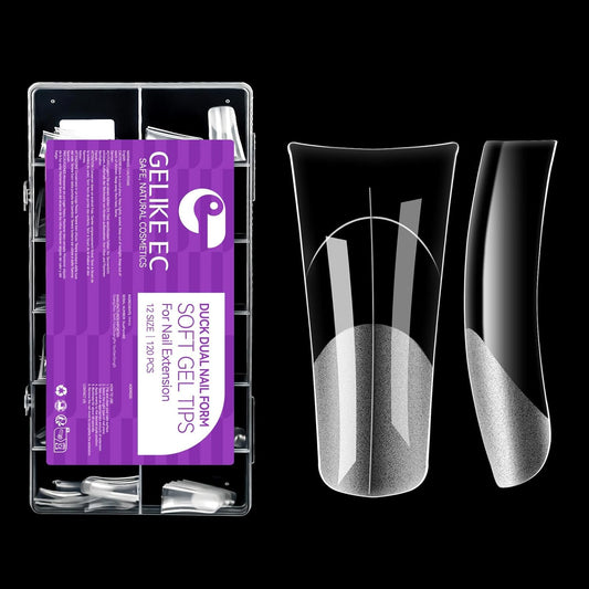 Gelike EC Duck Dual Forms for Extension: 120 Pcs Color Nail Form, 12 Size Nail Forms For Builder, Half Matte Gel Forms For Manicure Art Design Salon Diy