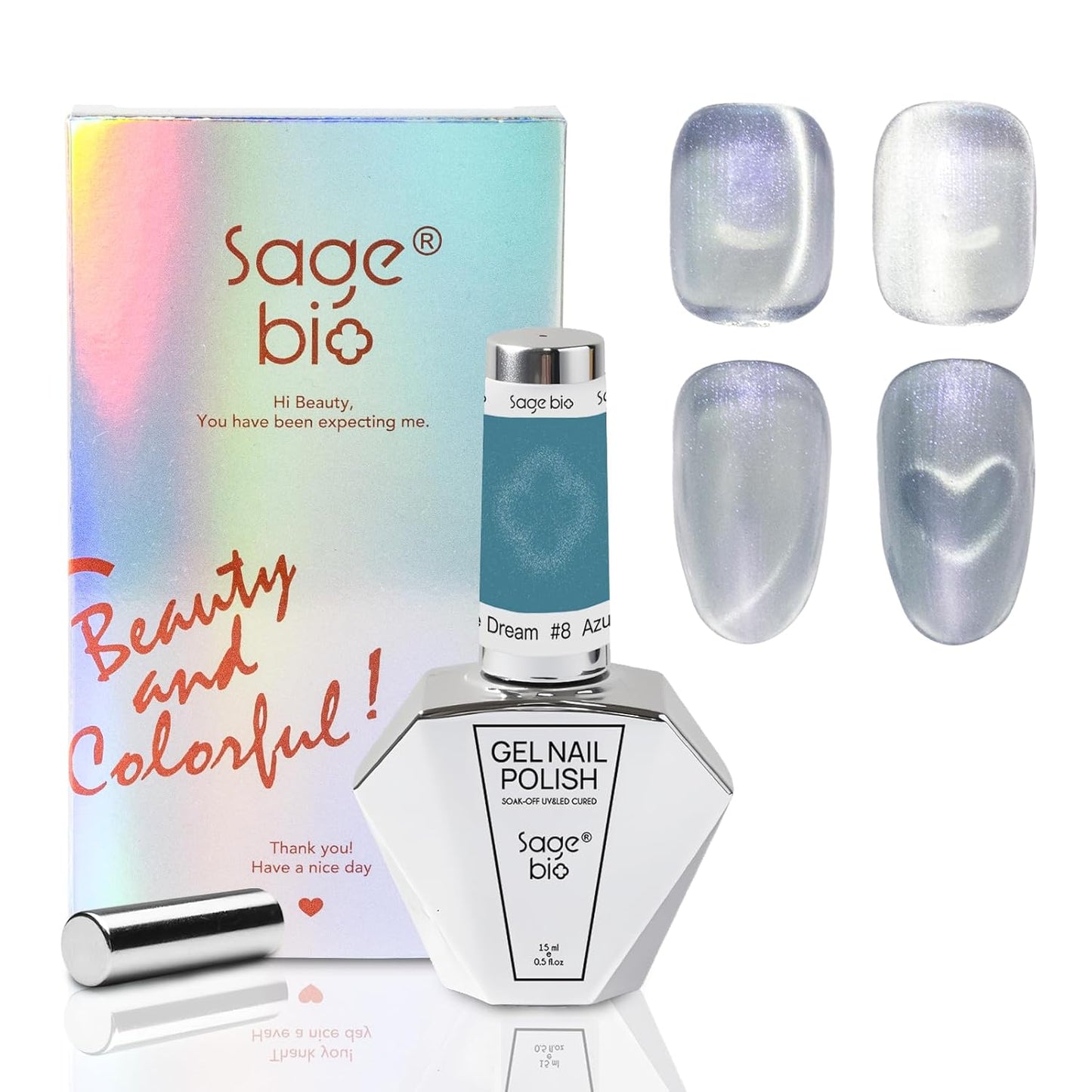 15ml Cat Eye Gel Nail Polish with Magnet Shimmer Glass Bead Effect 04