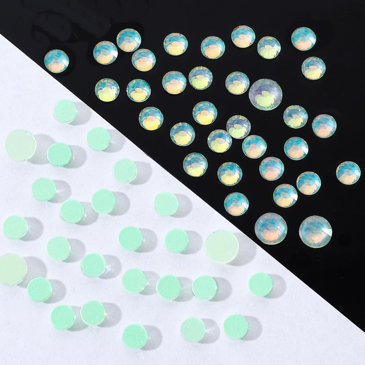 F Light Green Flatback Rhinestones, Glass Rhinestones for Nail Art and Craft, Glue Fix, Loose Crystal Gemstones(F Light Green, SS12, 1440pcs, 2.9-3.0mm)