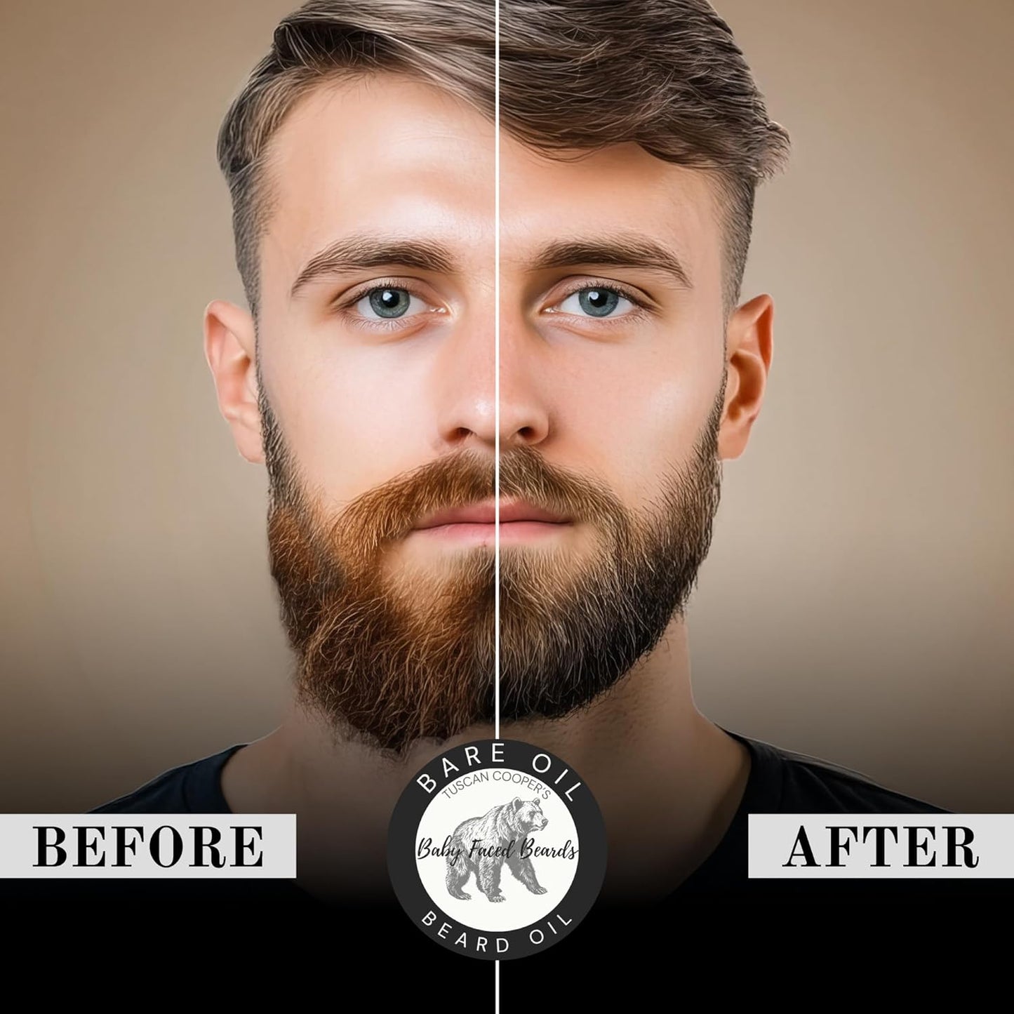 Tuscan Cooper's Baby Faced Beards Oil for Men - Hydrating, Nourishing, Natural Beard Softener and Conditioner for All Hair Types. Coconut, Jojoba, and Sweet Almond Moisture - Bare Unscented