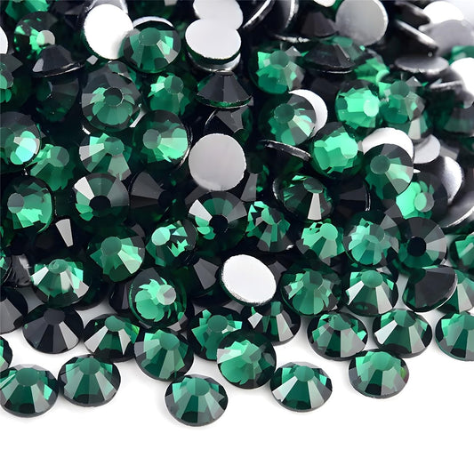Flatback Rhinestones Round Gems for Nails Art and Crafts 2000Pcs SS16 4mm Glitter Crystals Stone DIY Bags Clothes Shoes (Dark Green)