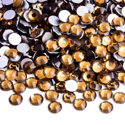 Flatback Rhinestones Round Gems for Nails Art and Crafts 4000Pcs SS12 3mm Glitter Crystals Stone DIY Bags Clothes Shoes (Coffee Yellow)