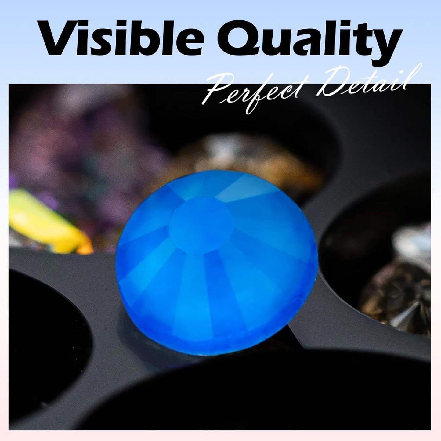 Neon Blue Flatback Rhinestones, Glass Rhinestones for Nail Art and Craft, Glue Fix, Loose Crystal Gemstones(Neon Blue, SS20, 1440pcs, 4.6-4.8mm)