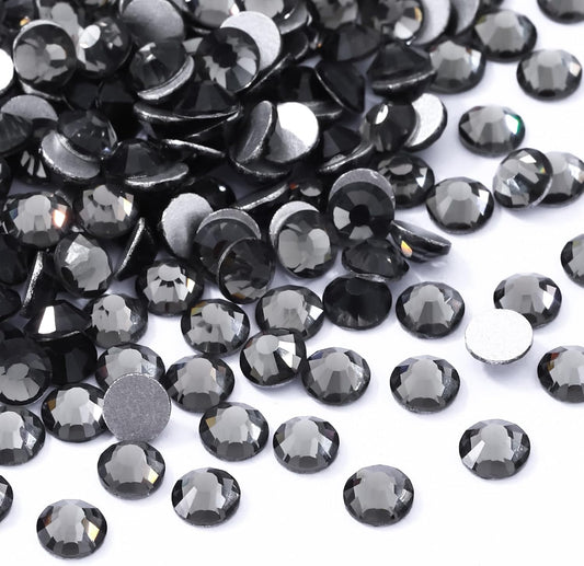 Gray Flatback Rhinestones, Glass Rhinestones for Nail Art and Craft, Glue Fix, Loose Crystal Gemstones(Gray, SS20, 1440pcs, 4.6-4.8mm)