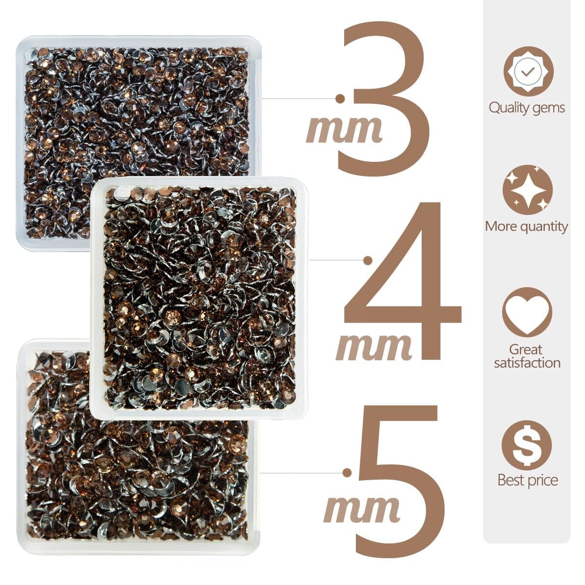 Brown Crystal Resin Rhinestones for Crafting Brown Coffee Flatback Stones 3mm 4mm 5mm Non-Hotfix Diamonds Crystals Gems for Nails Face Eyes Makeup Body Tumblers Bottles Mugs DIY Crafts Decor