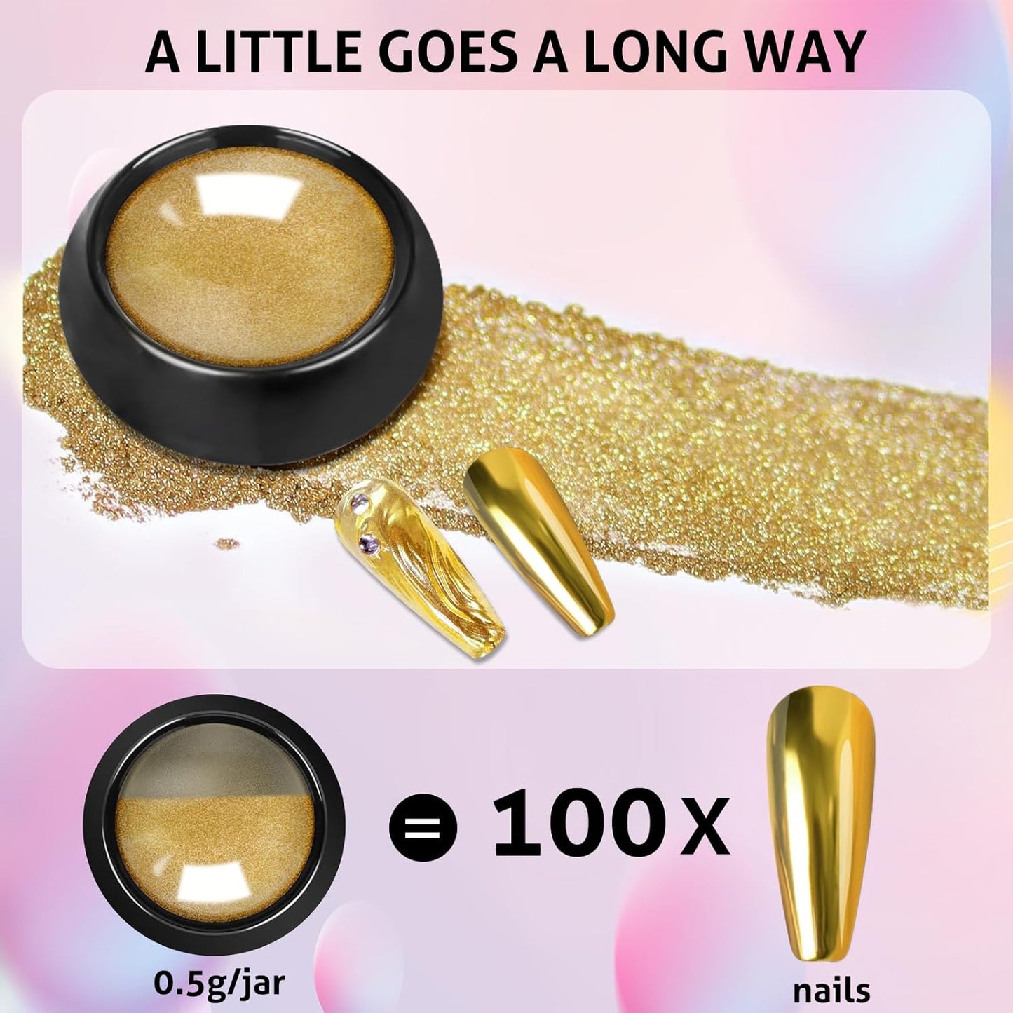 Gold Silver Chrome Nail Powder, 12 Colors Iridescent Holographic Unicorn Chrome Powder for Nails, Metallic Mirror Effect Rose Gold Champagne Nail Powder Pigment Glitter Foils Flakes Nail Art