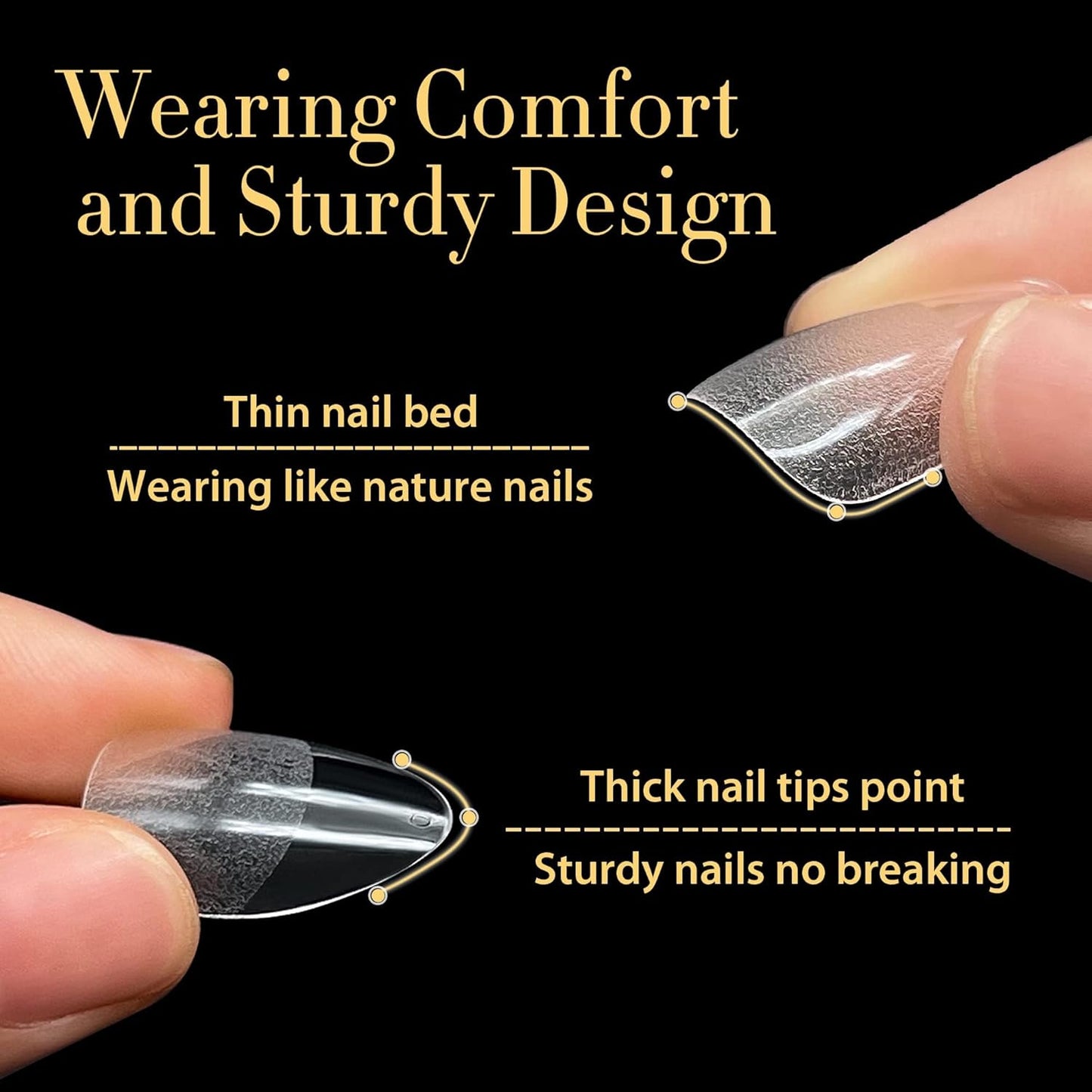 UNA GELLA Medium Almond Nail Tips, 312pcs Almond Gel Nails Tips Shape Pre Etched Full Cover Clear Fake Acrylic Pointed Press On Nails No C Curve for Nail Extension Art DIY Salon 12 Sizes