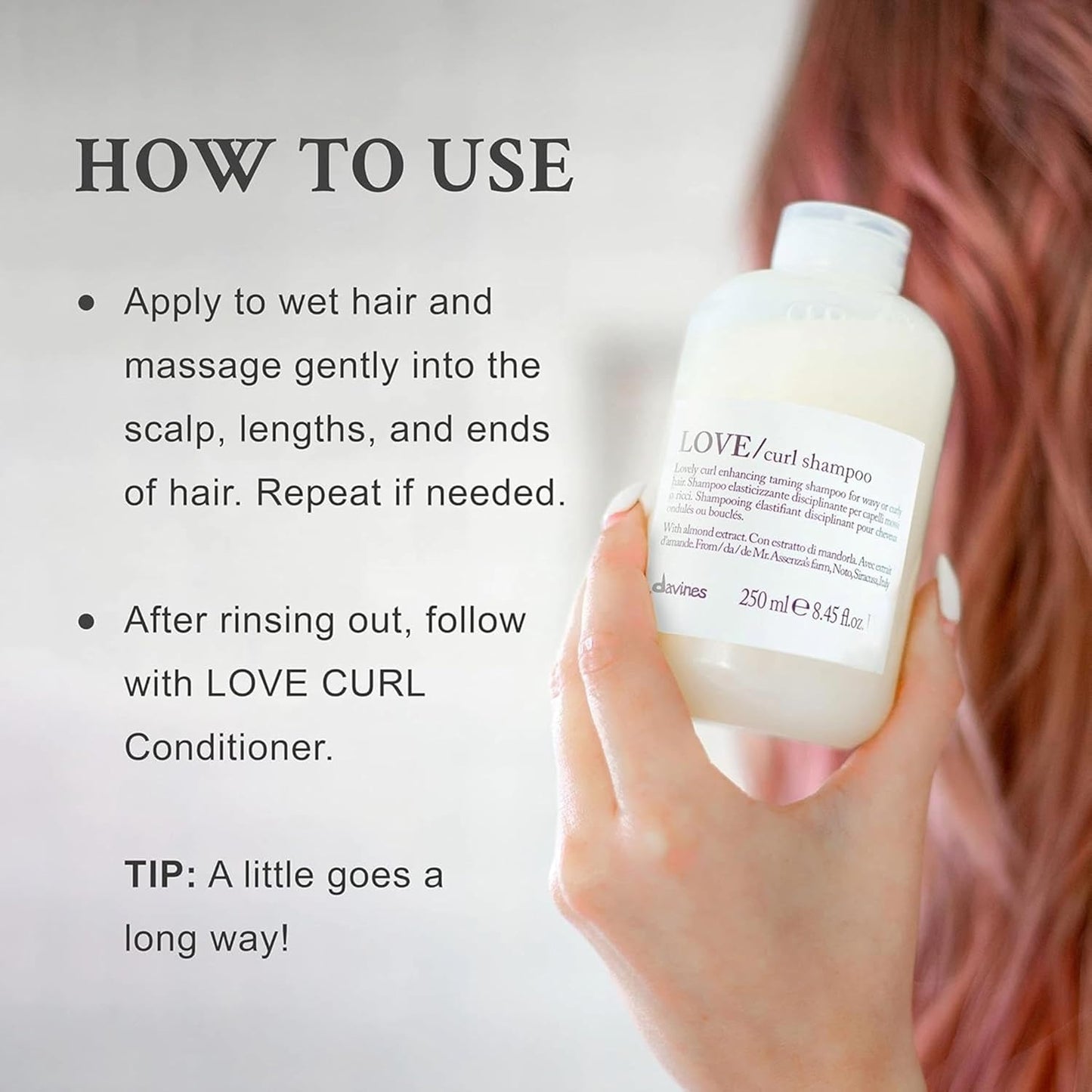 Davines LOVE Curl Shampoo | Wavy & Curly Hair Shampoo | Smooth and Moisturize Curls with Almond Extract | 8.45 fl oz