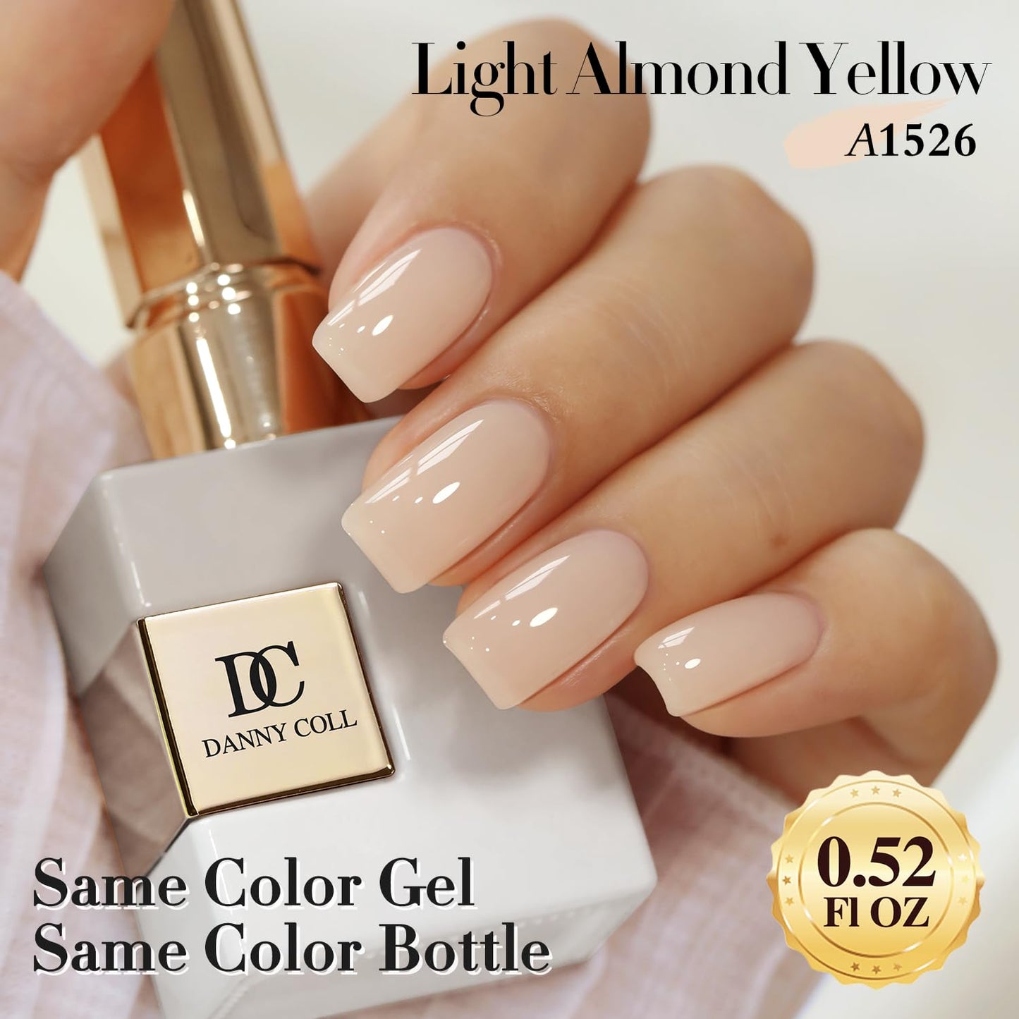 Double Rhythm 0.50 OZ Translucent Gel Polish Same Color Same Bottle Sheer Pastel Neutral Natural Milky 15 ML Jelly UV Nail Art DIY at Home (Cream Yellow-A1526)