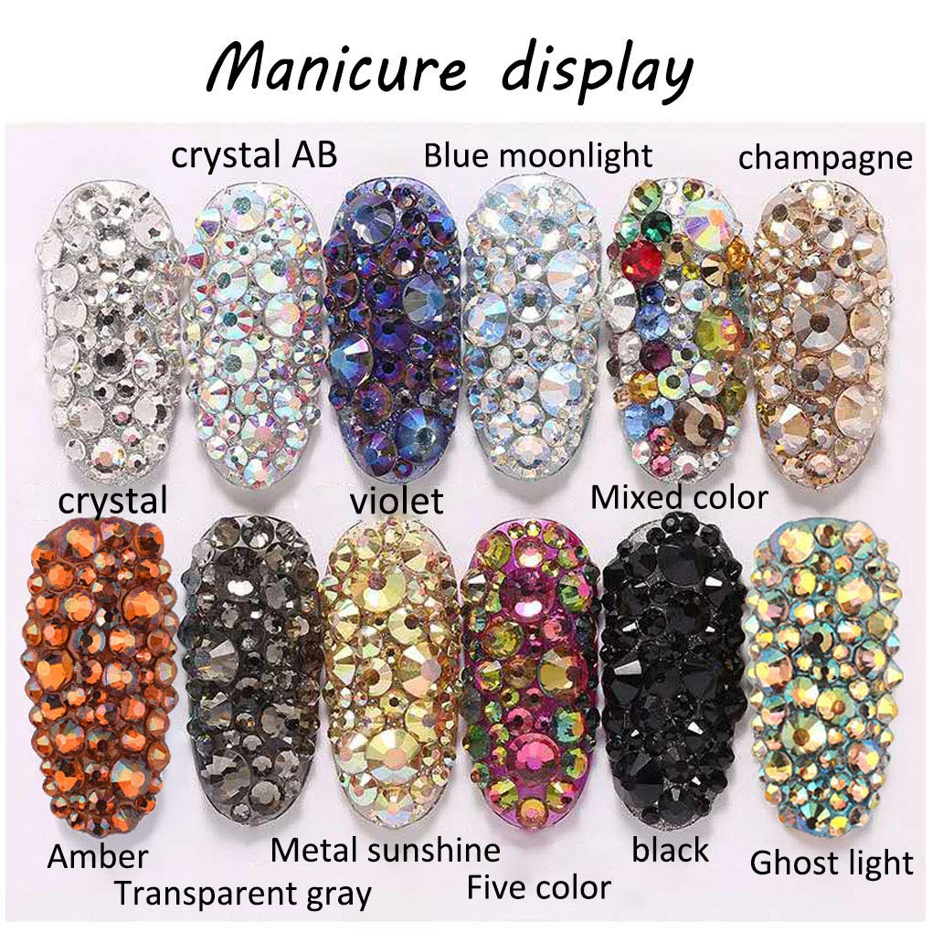 Rhinestones flat back gems round DIY decorative Nail Face and apparel accessories ss3-20 mix size(1440pcs ghost light)