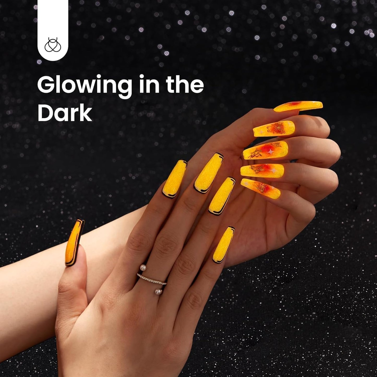 Beetles Halloween Gel Nail Polish – Luminous Orange Glow in the Dark Gel Polish, Soak Off Uv LED Nail Lamp Halloween Nail Art Manicure Salon DIY Home 0.5Oz