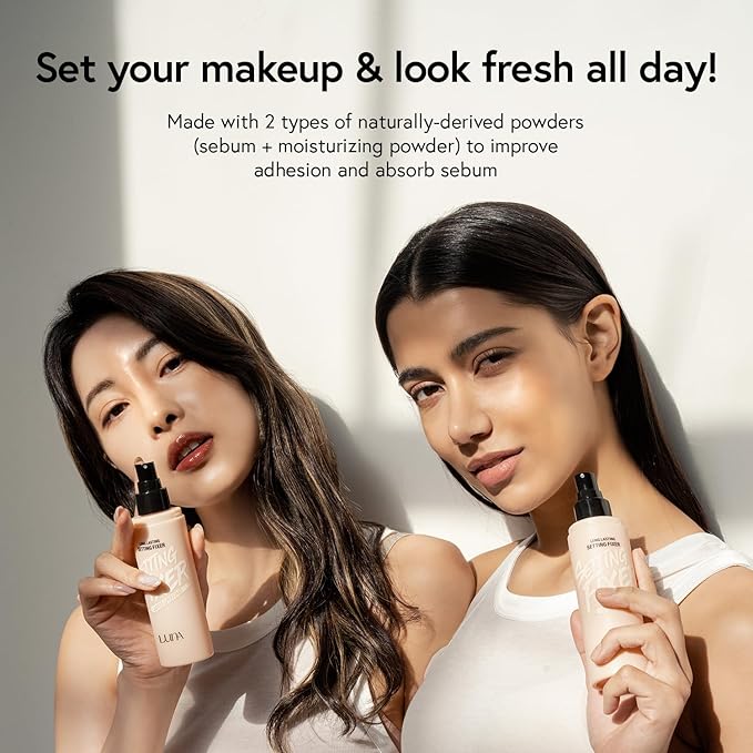 LUNA Long Lasting Setting Fixer Spray 3.3 fl oz, Weightless with Micro-Fine Mist, Natural Finish, Non-Drying Formula for All Skin Types, Korean Makeup