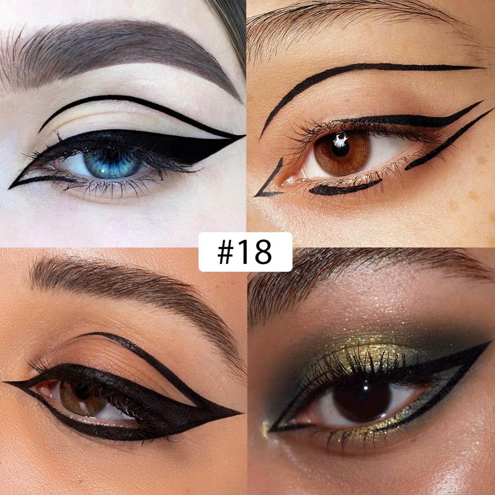 evpct 1Pcs Black Liquid Eyeliner Makeup Waterproof Black Eye Liners for Women, Eyes Wing Eyeliner Stamps Shapes Colored Eyeliner delineador de ojos a prueba de agua contra el agua blanco para ojos