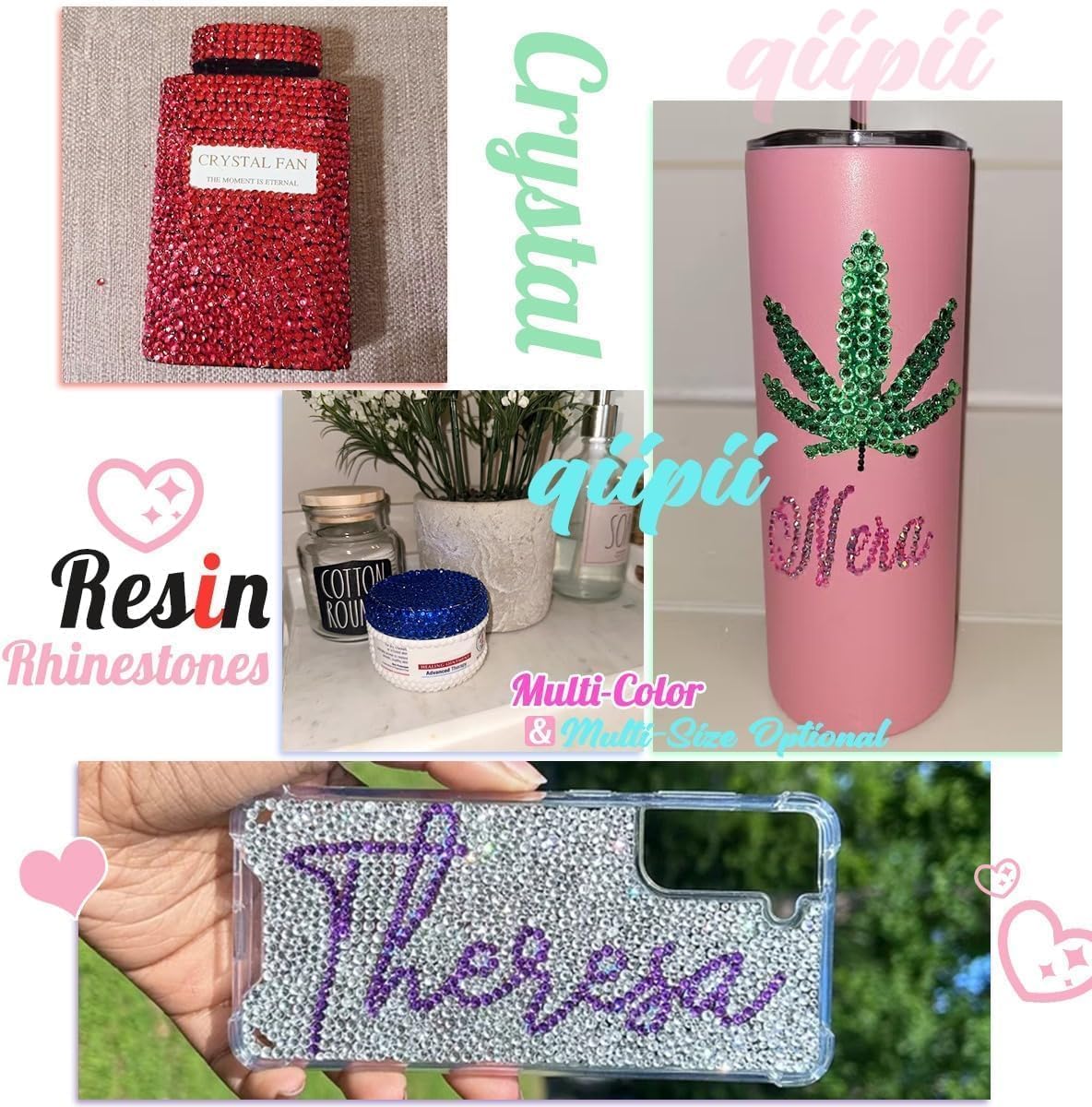 Champagne Gold Crystal Resin Rhinestones w B7000 Jewelry Glue for Bedazzling Crafting 3mm-6mm Flatback Stones Diamonds Crystals Gems Charms for Nails Face Eyes Makeup Tumblers Bottles Crafts