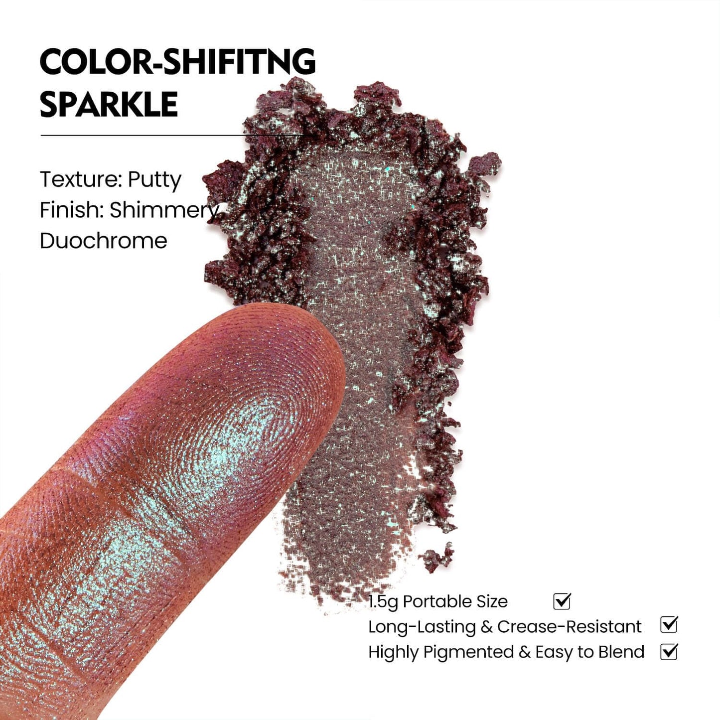 Chameleon Single Eyeshadow, Iridescent Blue-Purple, Pressed Powde, Square Pan,High Pigment, Smudge-Proof, Smooth Blend,Long-Lasting,Fits Magnetic Palettes (Nebula)