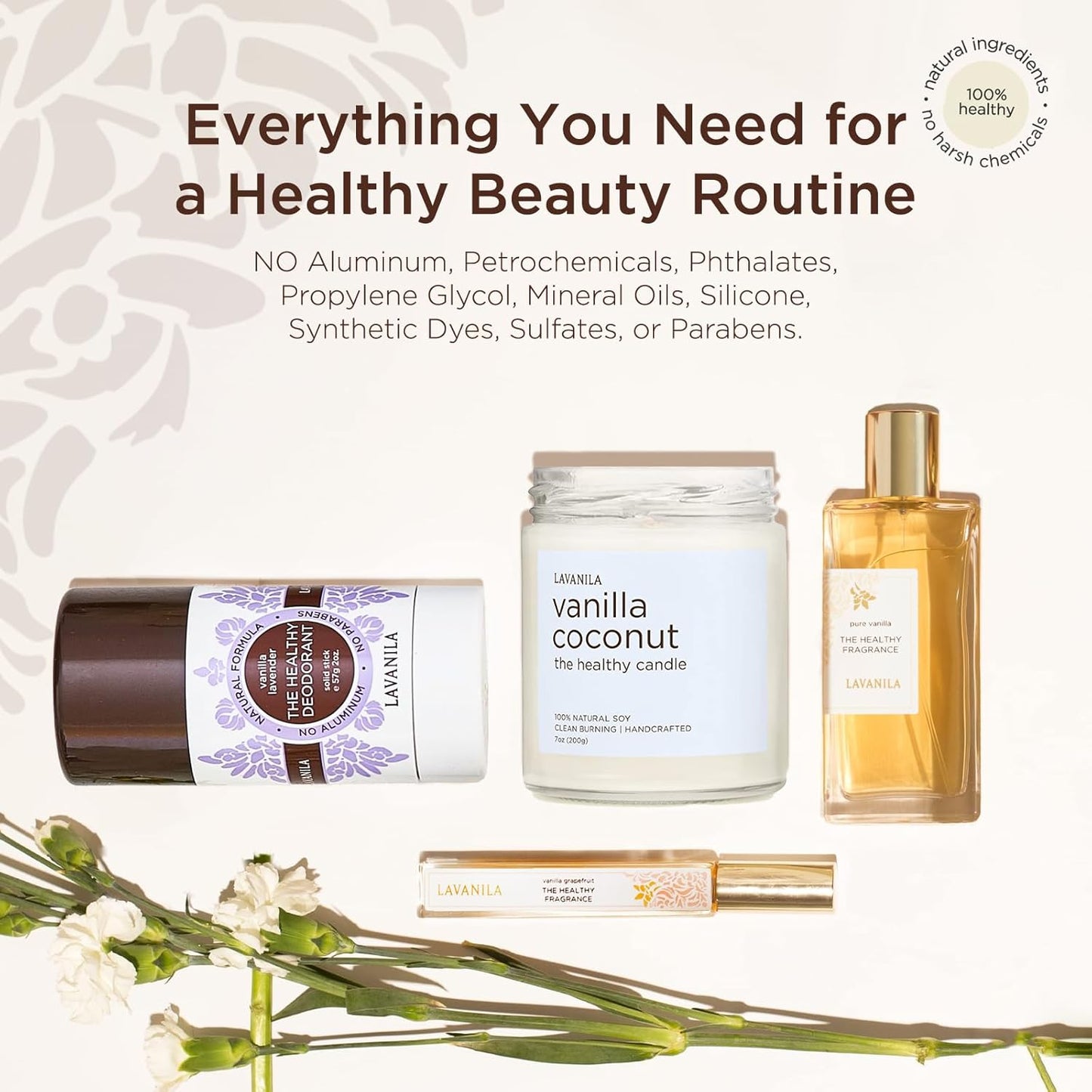 Lavanila Vanilla Grapefruit Perfume for Women, 0.32 oz Roller - Citrus, Warm Cedarwood & Soft Vanilla, The Healthy Fragrance, Clean and Natural