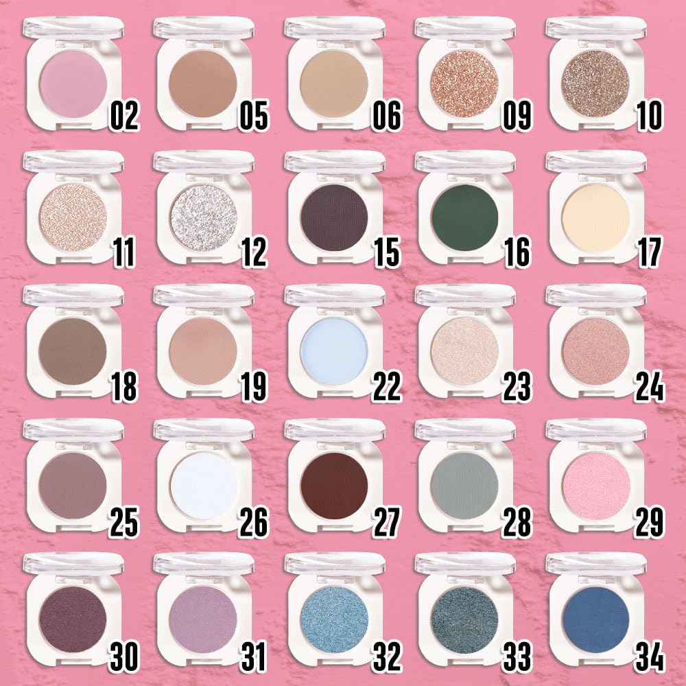 Single Glitter Shimmer Sparkle Eye shadow Palette Makeup, Pink Shimmer Eyeshadow for Women, Pigmented Waterproof Sombras Para Ojos, Vegan, Talc, Paraben & Cruelty Free, 29