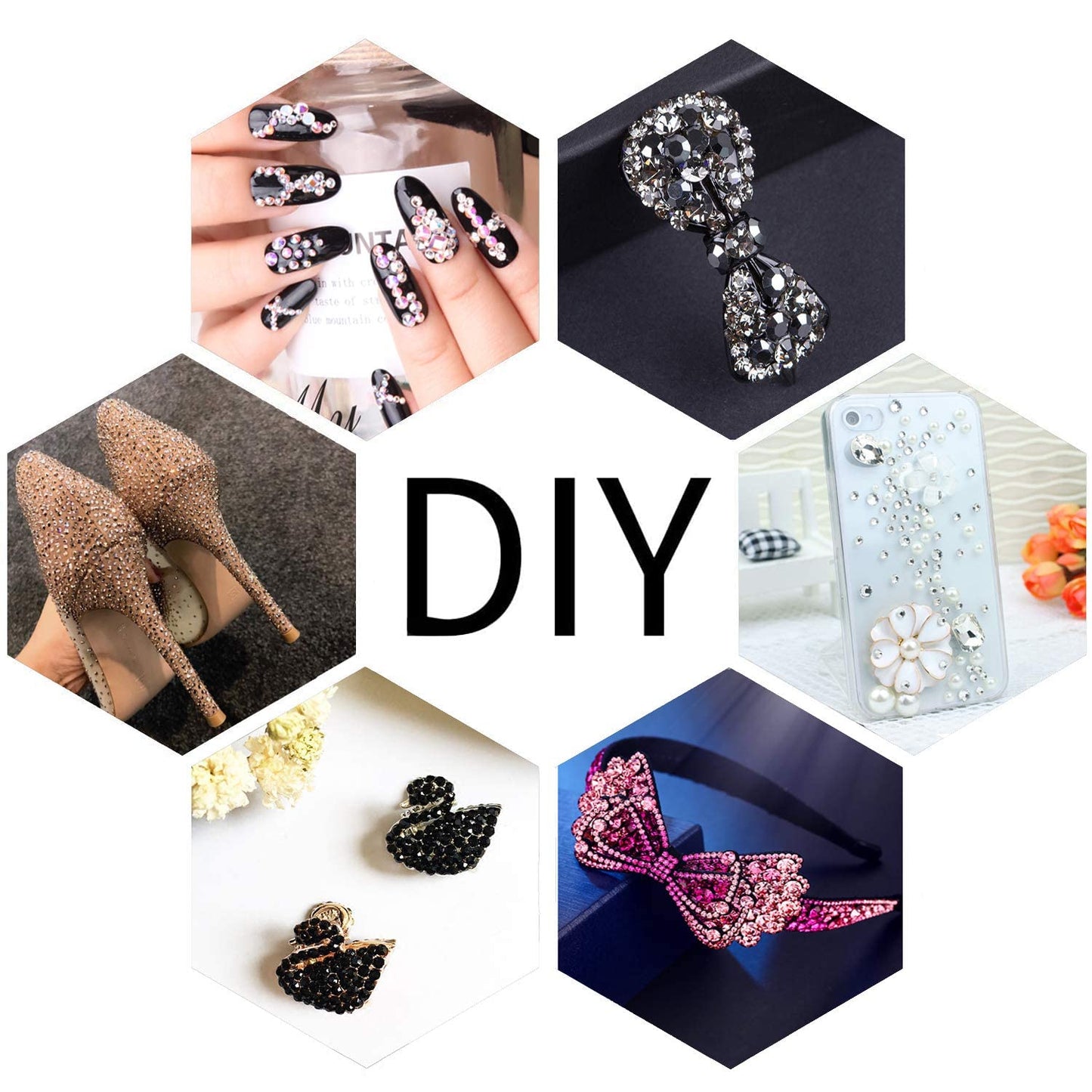 LPBeads 6000 Pieces Peacock Blue Zircon Non Hotfix Rhinestones 6 Sizes Round Crystal Glass Flat Back Rhinestones with Tweezers and Picking Pen for Nail Art Crafts Clothes Bags DIY