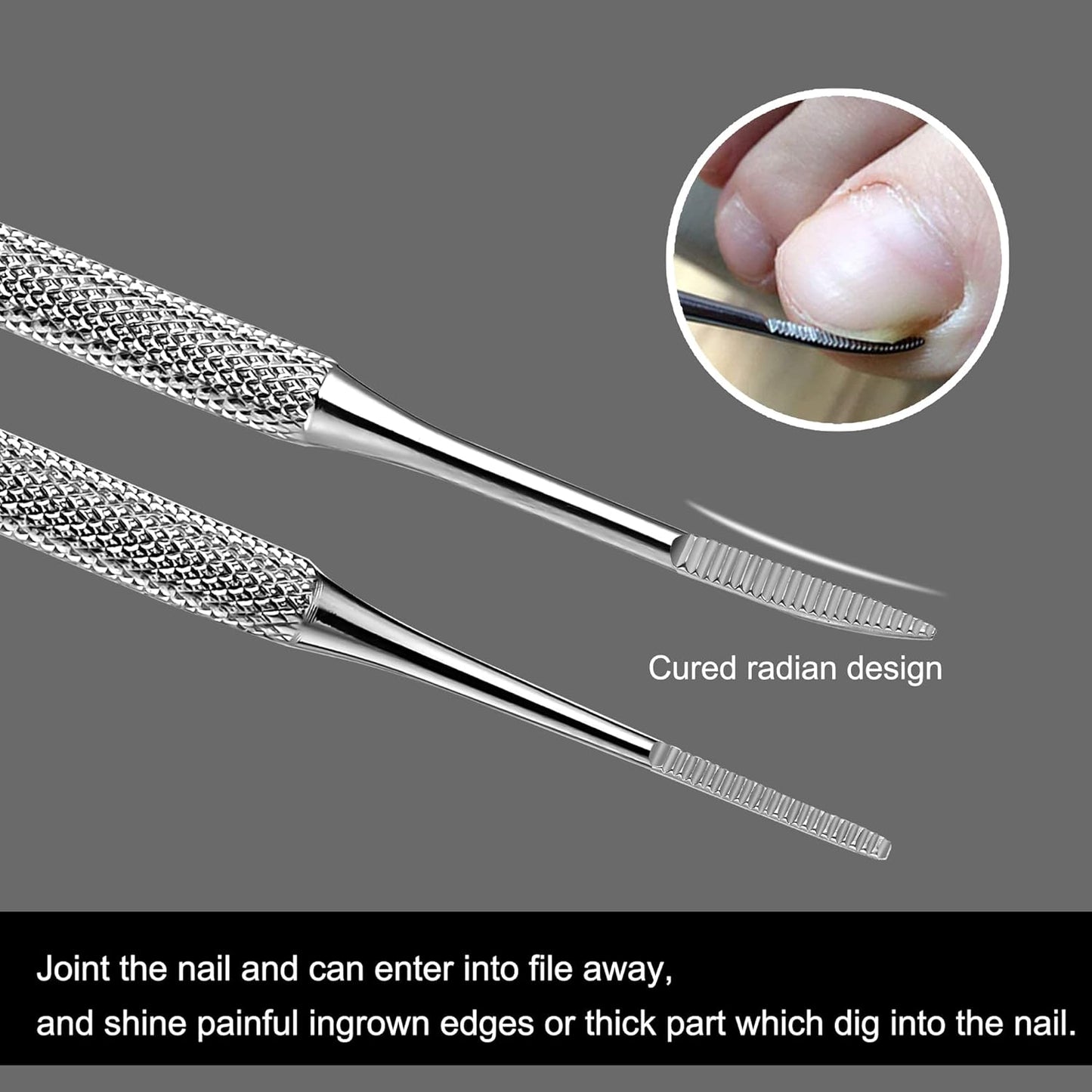 FAMILIFE Ingrown Toenail File and Lifter, 2pcs Ingrown Toenail Tool Double Sided with Storage Case Professional Corrector 100% Stainless Steel Removal Pedicure Kit