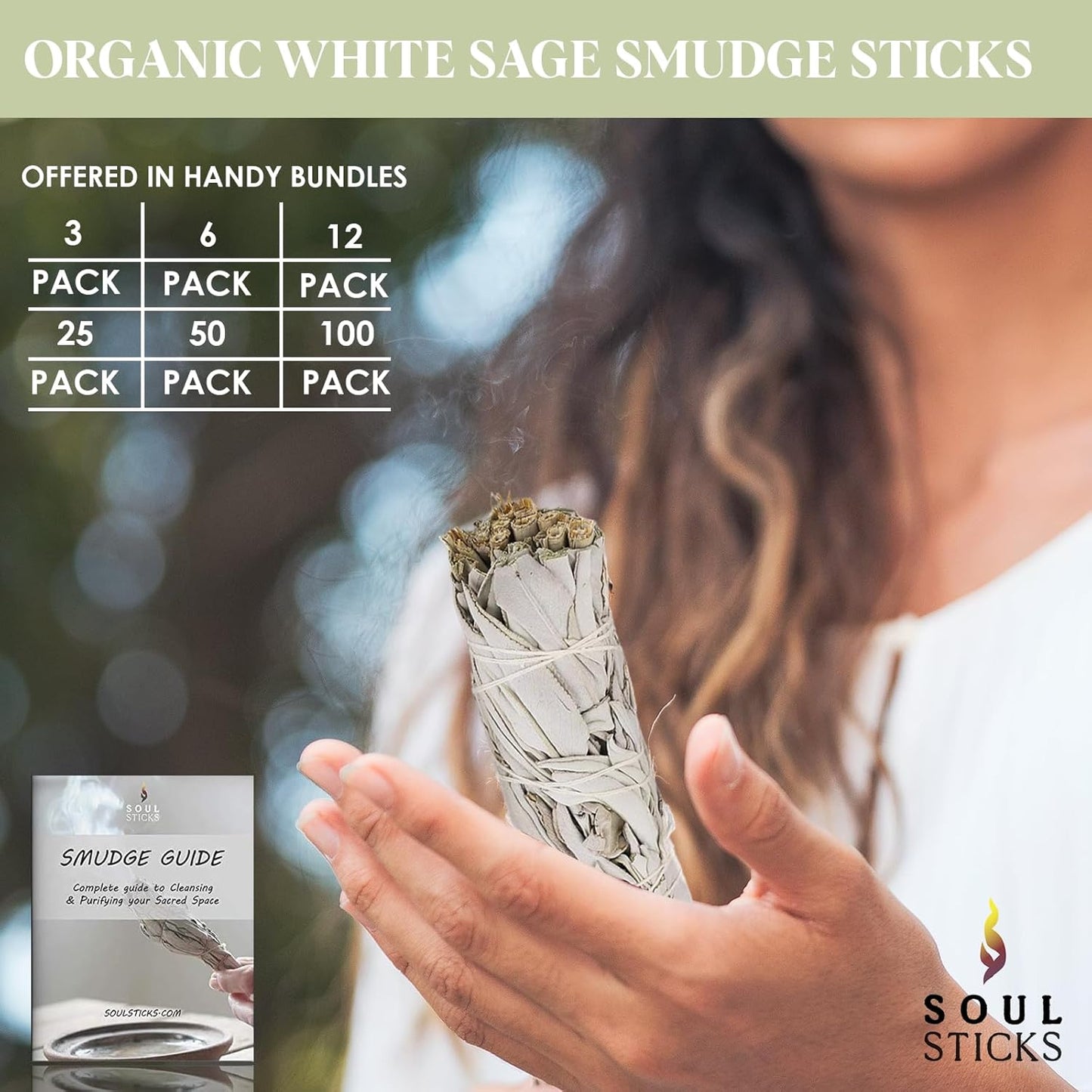 SOUL STICKS 9 Inch 12-Pack Organic California White Sage Smudge Sticks Bulk for Home Cleansing, Negative Energy Removal, Good Energy Meditation & Smudging Rituals | Pure Sage Bundles