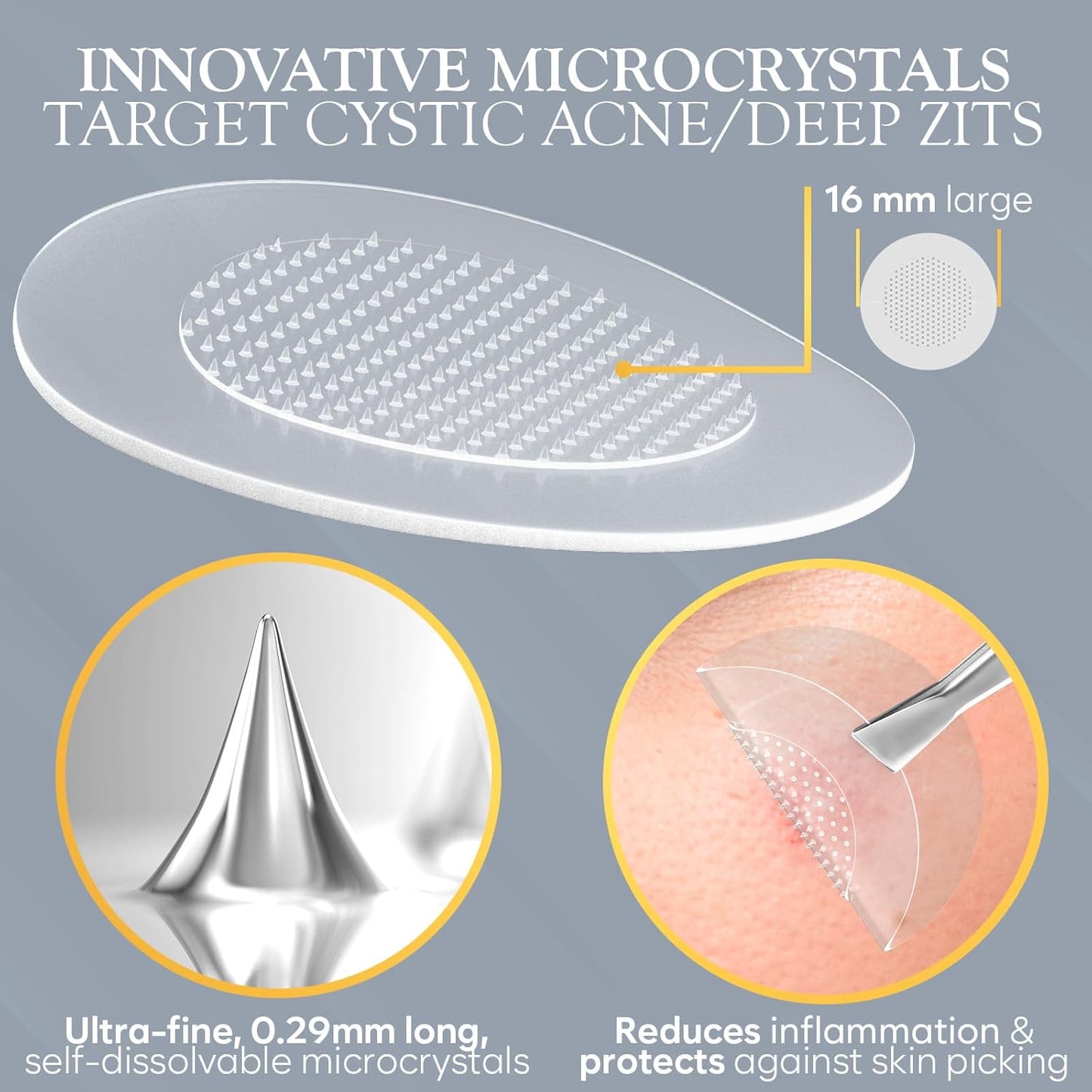 Microdart Acne Patch, Zit Patches for Cystic Acne Overnight Care, Cystic Acne Coverage, Pimple Patches Microdart Technology - Salicylic & Hyaluronic Acid (24 Count)