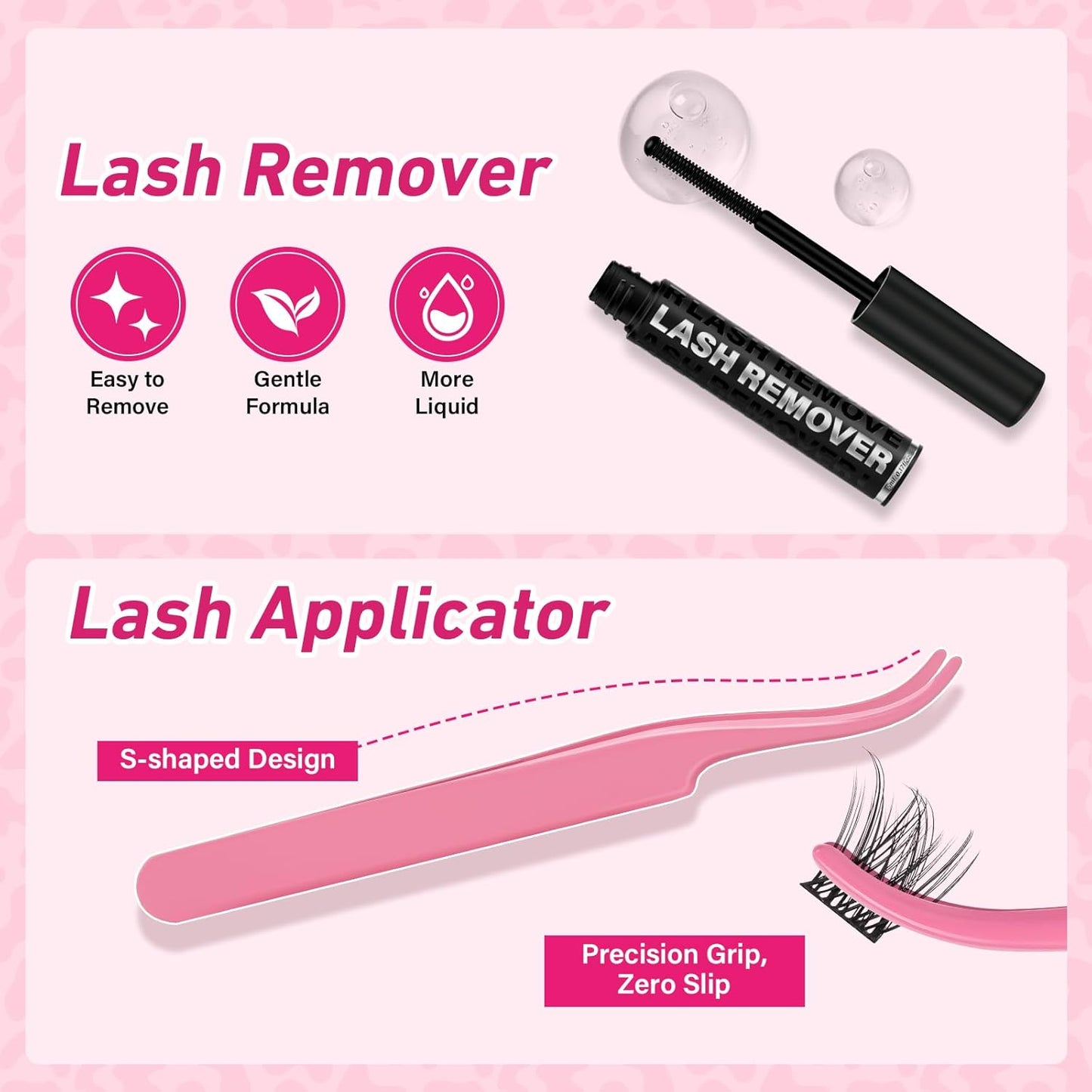 PROLASHBEAUTY Natural Lash Clusters Kit Lash Extension Kit Wispy Lash Clusters Lash Bond Remover Eyelash Applicator Beginner DIY Lashes Kit Easy to Use(Luna,8-16mix)