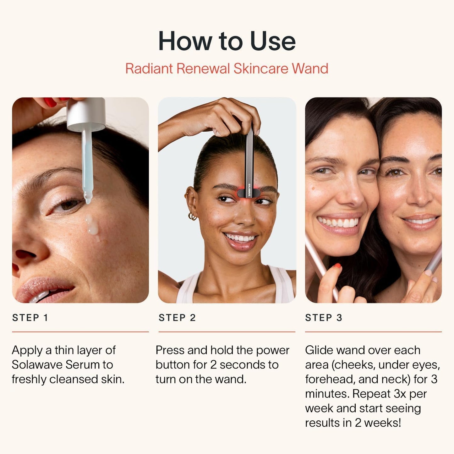 Solawave 4-in-1 Red Light Therapy Wand for Face & Neck | Beauty Device with Galvanic Current, Massager & Warmth | Anti-Aging, Wrinkle Reduction, Skin Tightening, Depuffing & Rejuvenation (Ombre)