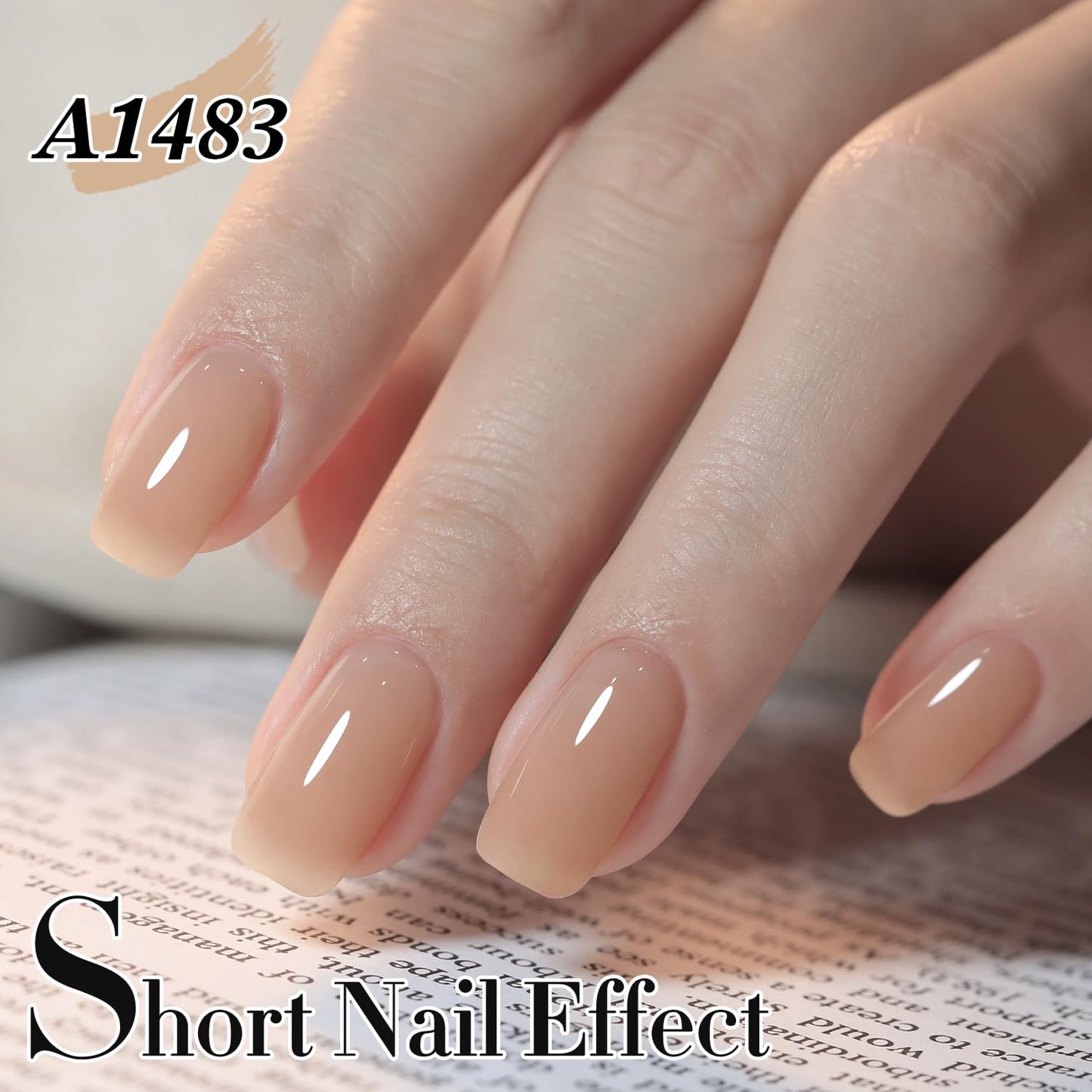 Double Rhythm Translucent Gel Polish Sheer Neutral Natural Light Milky Same Color Same Bottle 15ML Jelly UV Nail Polish Nail Art DIY at Home (Light Cinnamon-A1483)