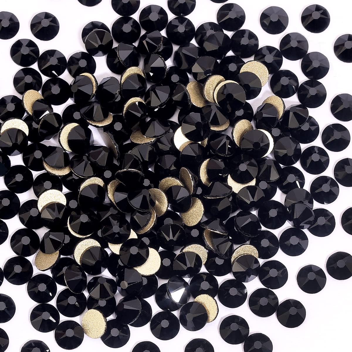 Novani Black Rhinestones 1440pcs Flat Back Round Rhinestone Style 2088 Sparkly Crystal Gemstones for Nail Art and Crafting SS16,3.8-4.0mm