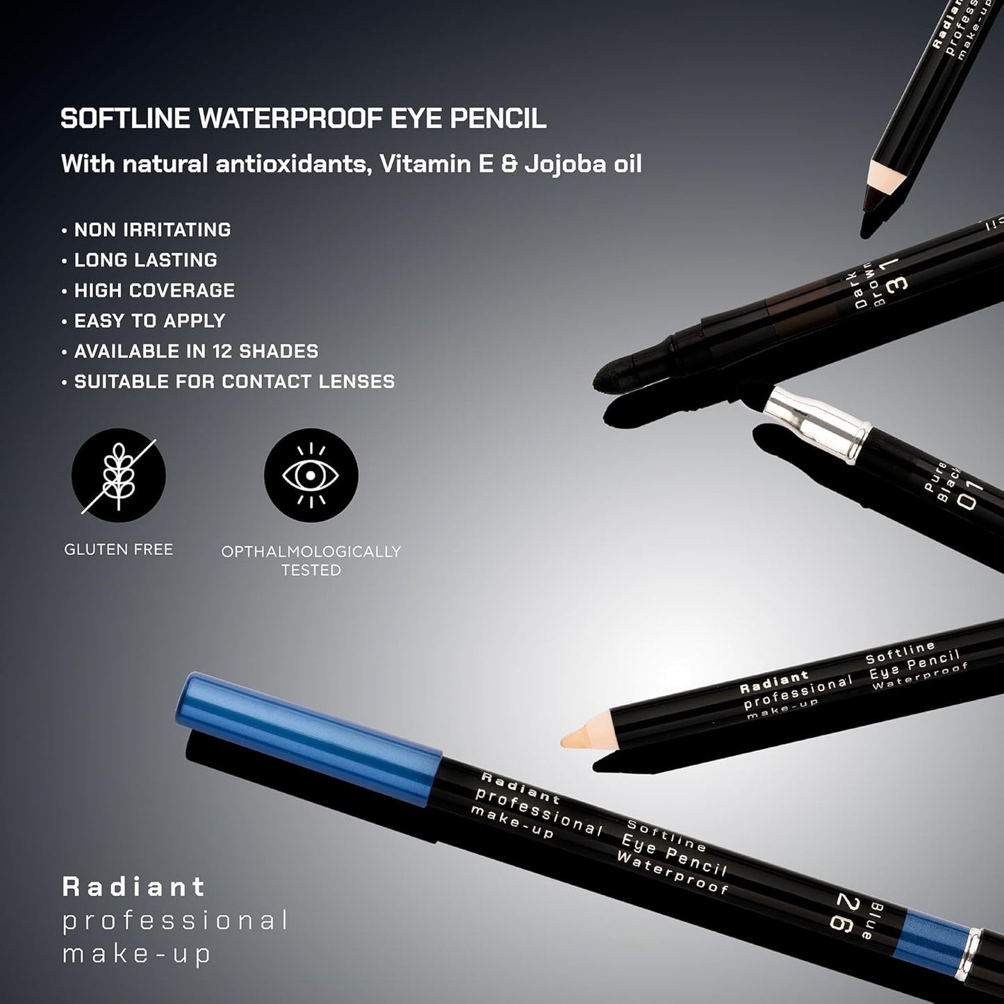 Radiant Professional Waterproof Eyeliner Pencil - Eyeliner Waterproof Smudge Proof for Woman - Long Lasting Under Eye Pencil for Smoky Eye - Soft Waterline Eye liner Smudger Tool, Navy Blue (05)