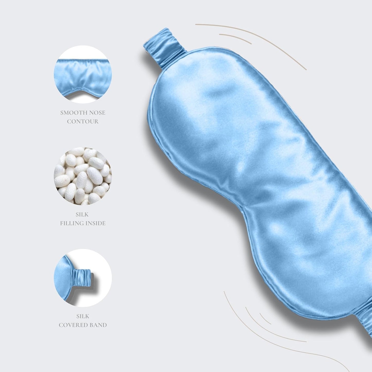 Silk Sleep Mask - 100% Pure 22 Momme Mulberry Silk Eye Sleeping Mask for Women and Men - Blackout Eye Mask for Sleeping (Blue)