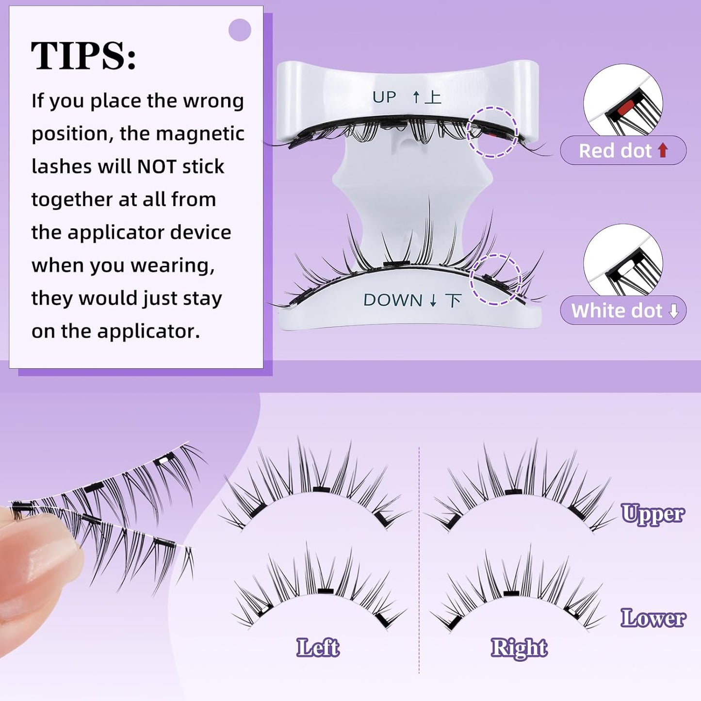 B&Qaugen Magnetic Eyelashes with Applicator Lashes Reusable Glue-Free Natural Look Cluster Kit Easy to Wear and Remove（M01）