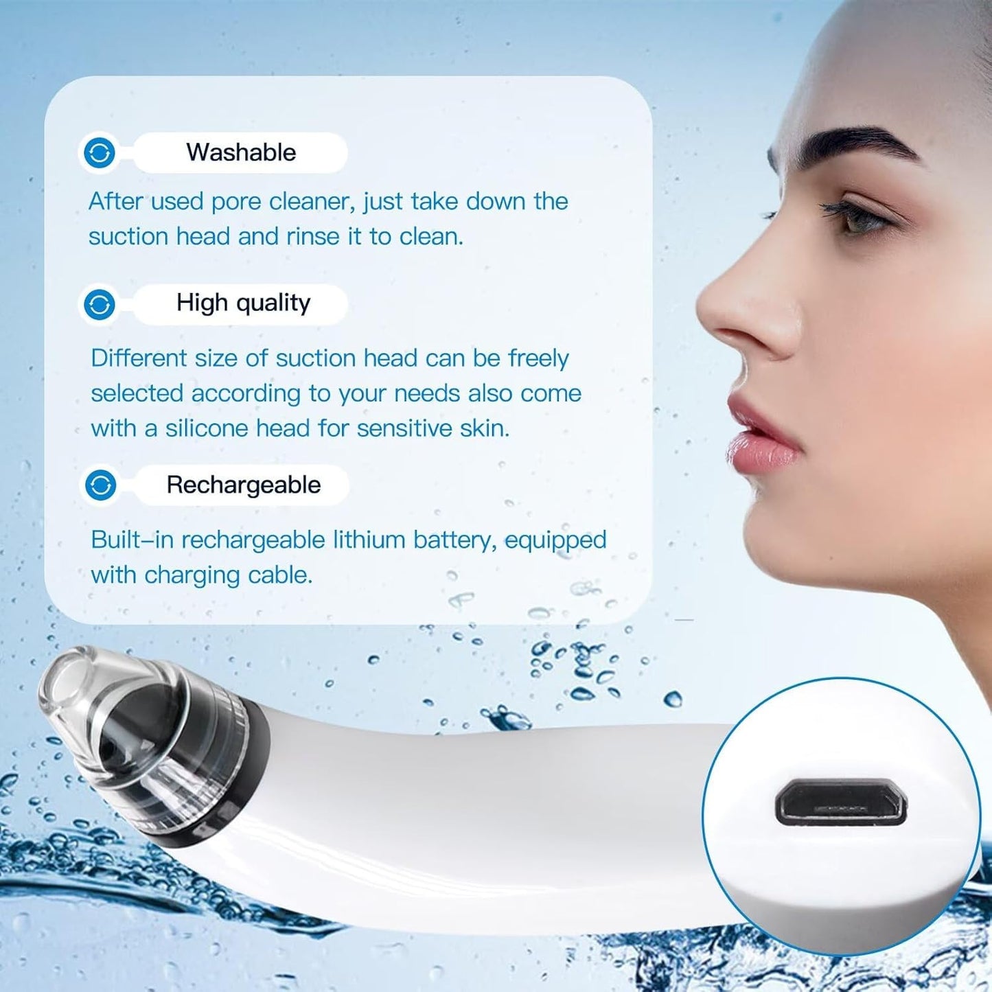 2025 New ABS Electric Blackhead Remover Cleaner Face Diamond Pore Vacuum Suction White Heads